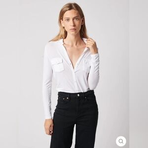 MAJESTIC FILATURES Soft Touch Long Sleeve Pocket Shirt Size 1 XS White